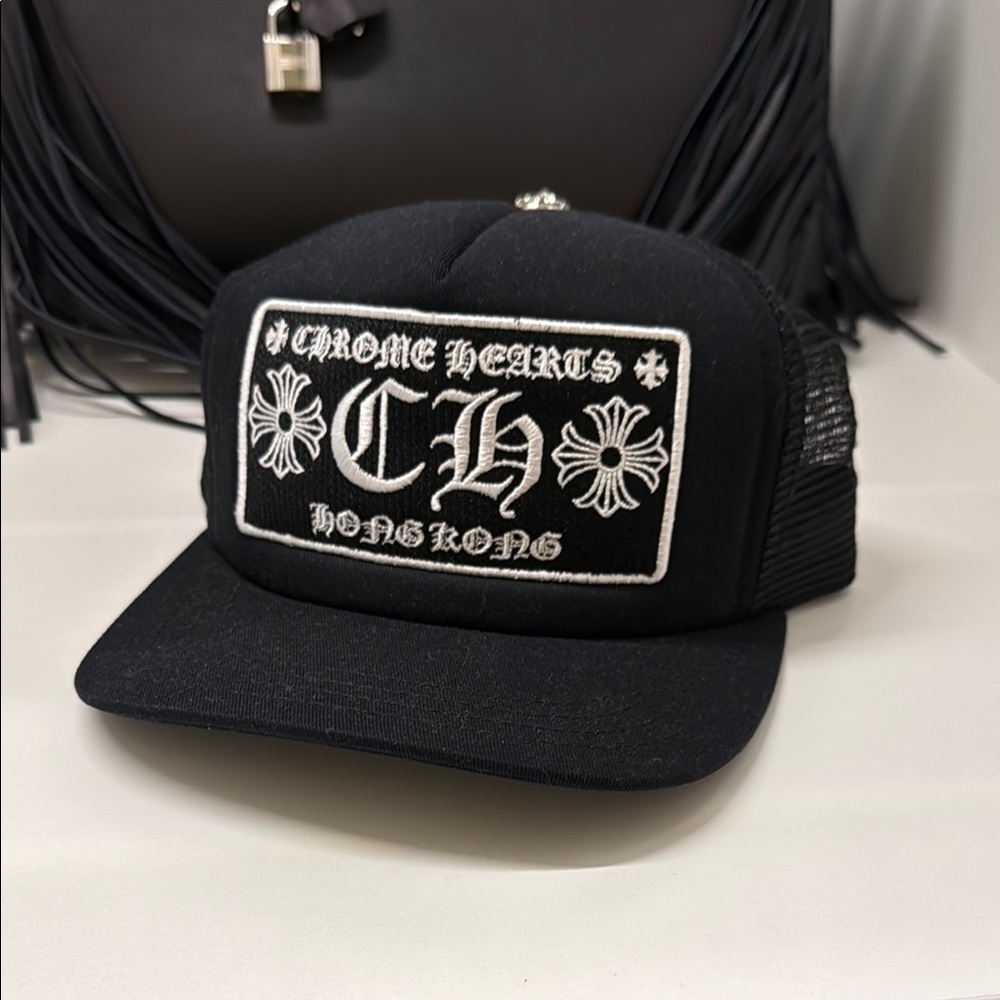 Chrome Hearts Hong Kong Black and White Logo Cap Purchased in Store